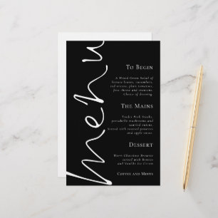 Budget Stylish Script Simple Black Wedding Menu