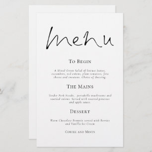 Budget Stylish Typography Simple Wedding Menu