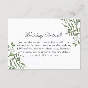 Budget Succulent Eucalyptus Leaves Wedding Enclosure Card