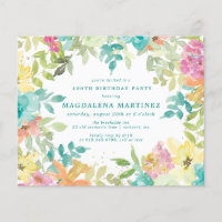 Budget Summer Floral 100th Birthday Invitation
