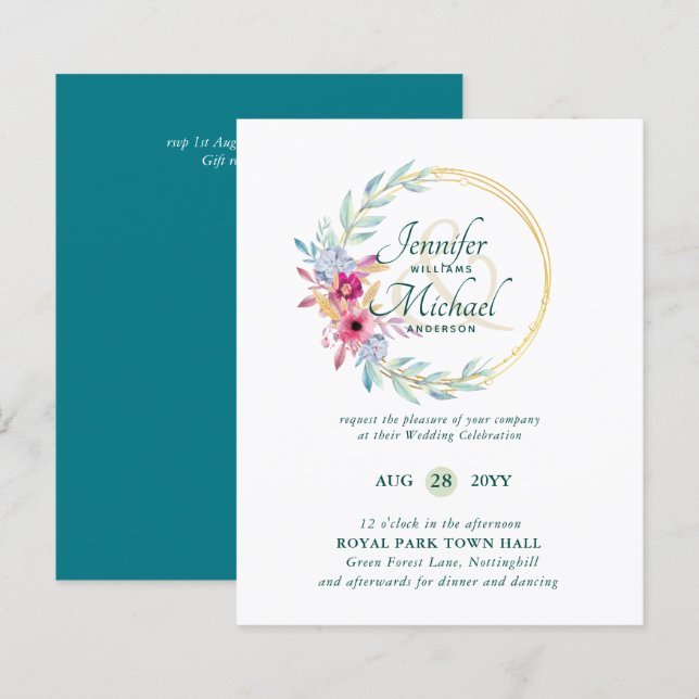 BUDGET Summer Flowers Wedding Invitations (Front/Back)