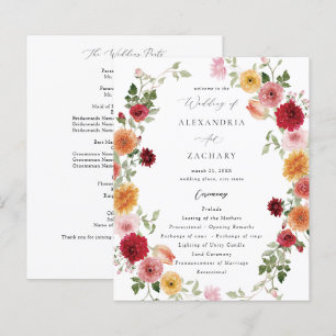 Budget Summer Multi Color Floral Wedding Programme