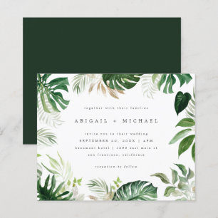 Budget Summer Watercolor Tropical Foliage Wedding