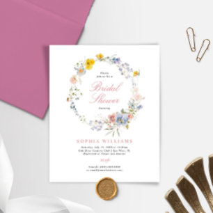 Budget Summer Wildflowers Bridal Shower Invitation