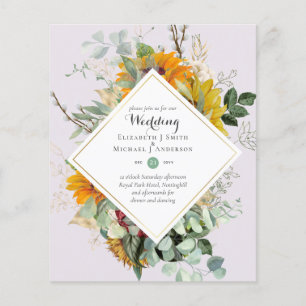 Budget Sun Flowers Greenery WEDDING Invitations Flyer