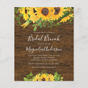 Budget Sunflower Bridal Shower Brunch Invitation
