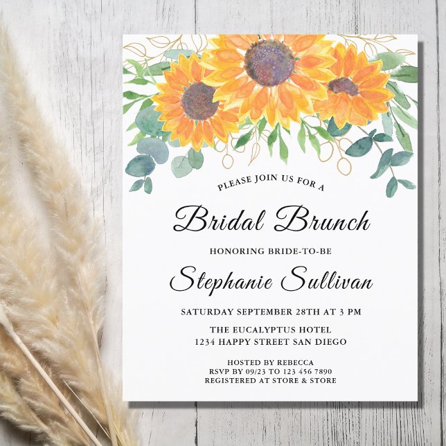 Budget Sunflower Eucalyptus Bridal Brunch Invite (Creator Uploaded)