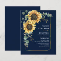 Budget Sunflower Eucalyptus Floral Wedding Invite