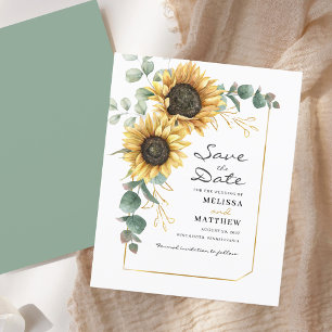 Budget Sunflower Eucalyptus Greenery Save The Date