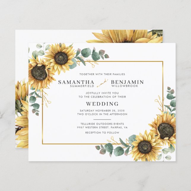 Budget Sunflower Eucalyptus Greenery Wedding (Front/Back)