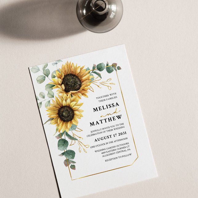 Budget Sunflower Eucalyptus Wedding Invitation (Creator Uploaded)