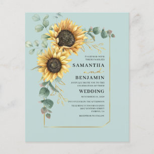 Budget Sunflower Eucalyptus Wedding Invitation