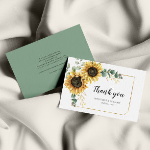 Budget Sunflower Eucalyptus Wedding Thank You Card