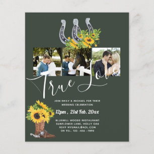 BUDGET Sunflower Horse Shoes PHOTO Collage WEDDING Flyer