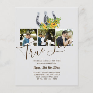 BUDGET Sunflower Horse Shoes PHOTO Collage WEDDING Flyer