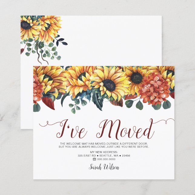 Budget Sunflower I have moved Moving Announcement  (Front/Back)