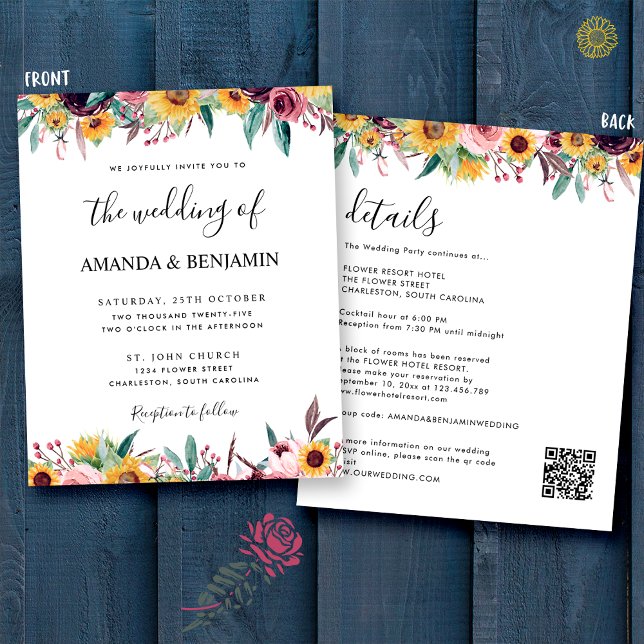 Budget Sunflower Rose Burgundy Rustic Fall Wedding (Creator Uploaded)