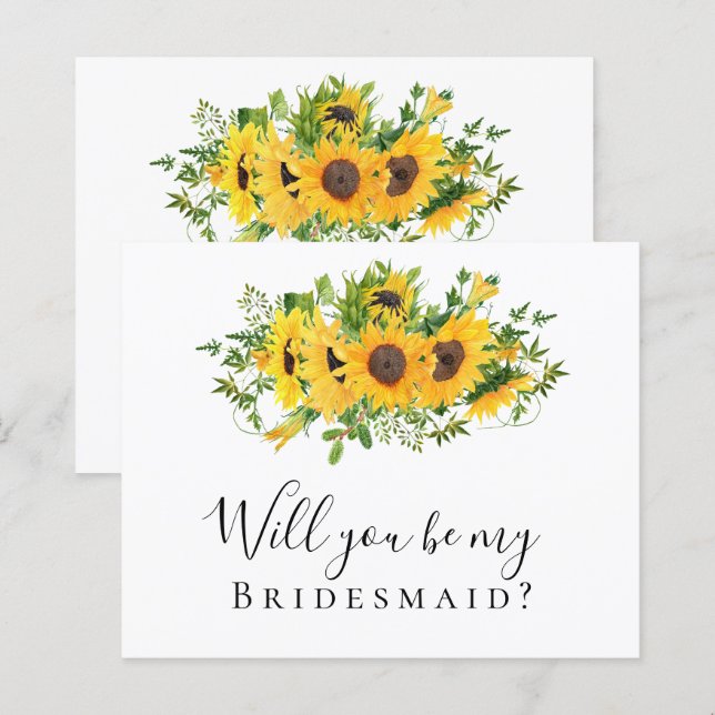 BUDGET Sunflower Will You be My Bridesmaid? Card (Front/Back)