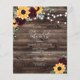Budget Sunflower Wood Bridal Shower Invitation