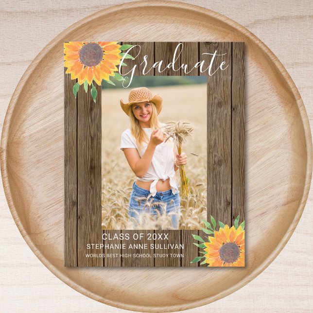 Budget Sunflower Wood Photo Grad Announcement (Creator Uploaded)