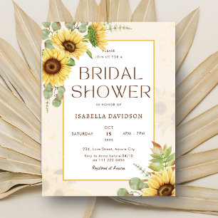 Budget Sunflower Yellow Floral Bridal Shower Invitation Postcard
