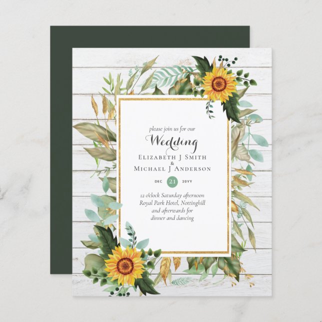 BUDGET Sunflowers Eucalyptus Greenery Wedding (Front/Back)