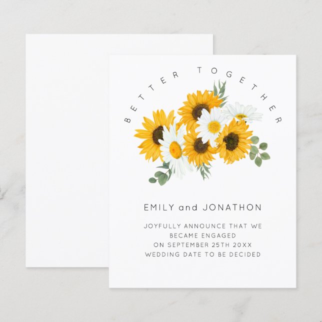 Budget Sunflowers Floral Engagement Announcement (Front/Back)