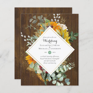 Budget Sunflowers Greenery Wedding Invites