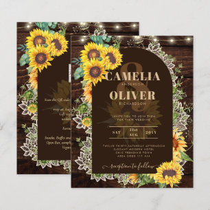 BUDGET Sunflowers Lights Lace Wedding INVITE