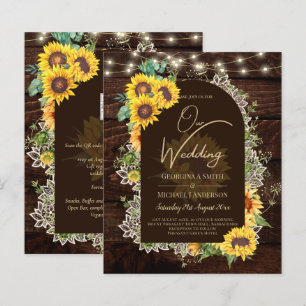 BUDGET Sunflowers Lights Lace Wedding INVITE