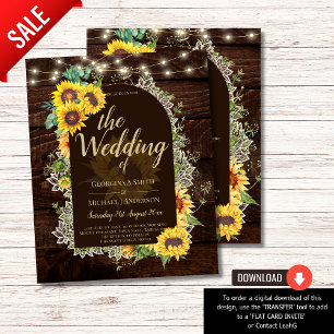 BUDGET Sunflowers Lights Lace Wedding INVITE