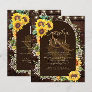 BUDGET Sunflowers Lights Lace Wedding INVITE