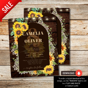 BUDGET Sunflowers Lights Lace Wedding INVITE Flyer