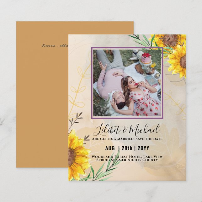 BUDGET Sunflowers PHOTO Save Change Date Plans (Front/Back)