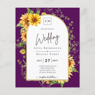 BUDGET Sunflowers Wedding Invite QR Code RSVP Matt Flyer