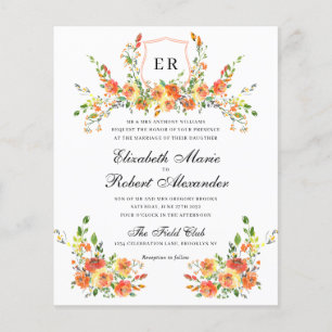 BUDGET Sunset Bloom Monogram Floral Crest Wedding