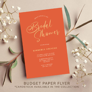 Budget sunset orange summer bridal shower invite flyer