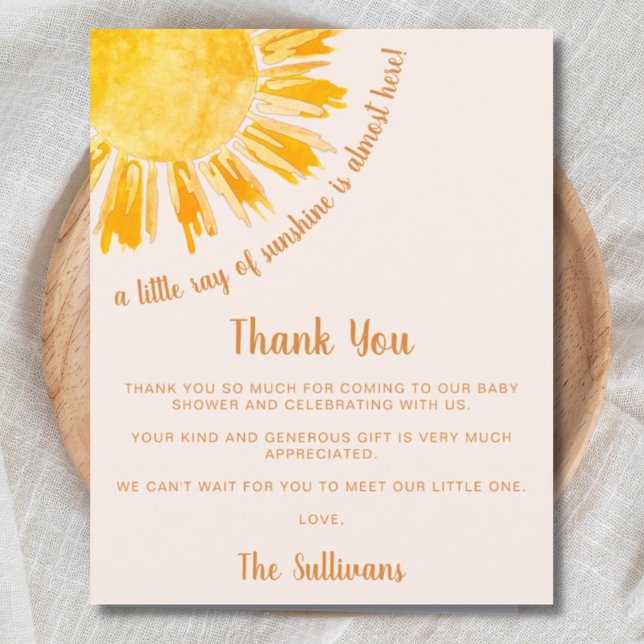 Budget Sunshine Baby Shower Thank You (Creator Uploaded)