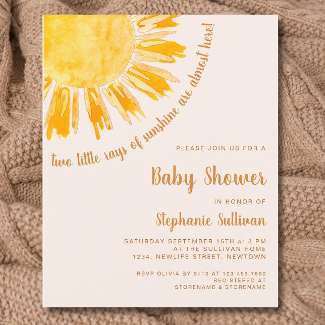 Budget Sunshine Twins Baby Shower Invite (Creator Uploaded)