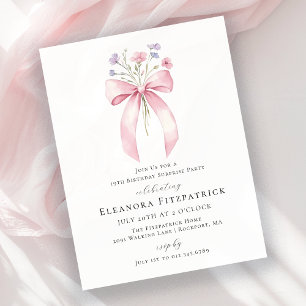 BUDGET SURPRISE 19th Birthday Pink Bow Invite