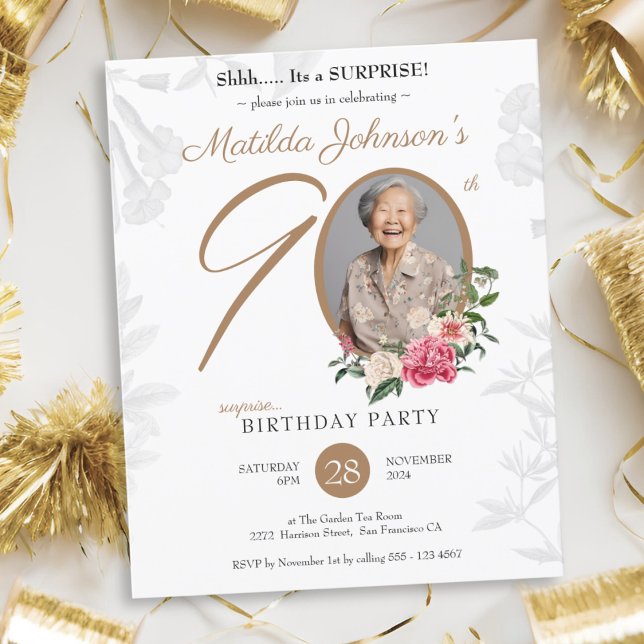 Budget Surprise 90th Birthday Party Invitation (Budget Surprise 90th Birthday Party Invitation)
