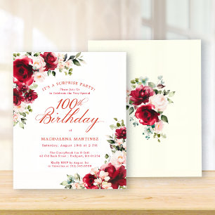 BUDGET SURPRISE PARTY 100th Birthday Pink Red Rose