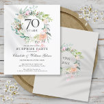 Budget Surprise Party 70th Anniversary Invitation<br><div class="desc">Featuring a delicate watercolor floral greenery garland,  this chic botanical surprise party 70th wedding anniversary budget invitation can be personalized with your special platinum anniversary information. The reverse features a matching floral garland framing the anniversary dates in elegant text. Designed by Thisisnotme©</div>