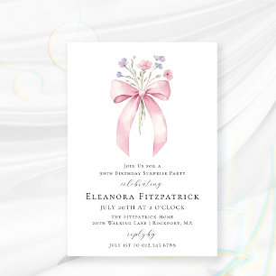 BUDGET SURPRISE PARTY 90th Birthday Bow Invite