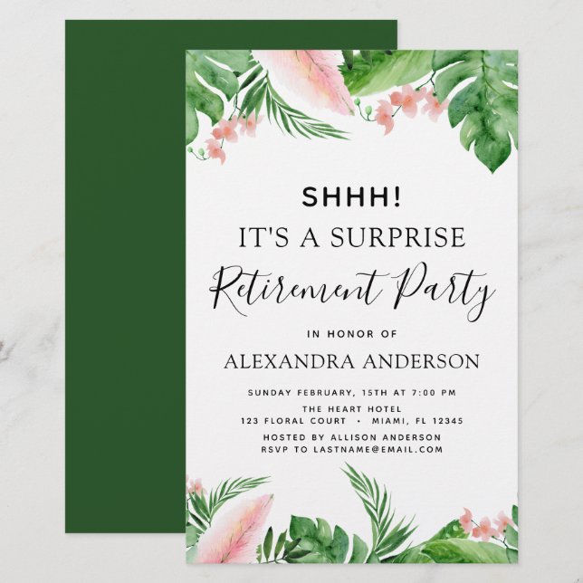 Budget Surprise Retirement Party Tropical (Front/Back)