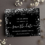 Budget Sweet 16 black silver save the date<br><div class="desc">A girly and trendy Save the Date card for a Sweet 16,  16 th birthday party. A classic black background decorated with faux silver glitter dust. Personalize and add a date and name/age.  The text: Save the Date is written with a large trendy hand lettered style script.</div>