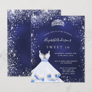 Budget Sweet 16 blue silver glitter dress tiara