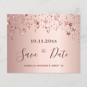 Budget Sweet 16 blush rose gold Save the Date