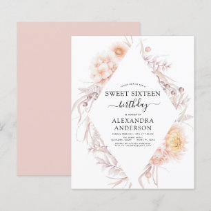Budget Sweet 16 Boho Dusty Pink Floral Birthday