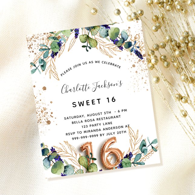 Budget Sweet 16 eucalyptus greenery glitter (Creator Uploaded)